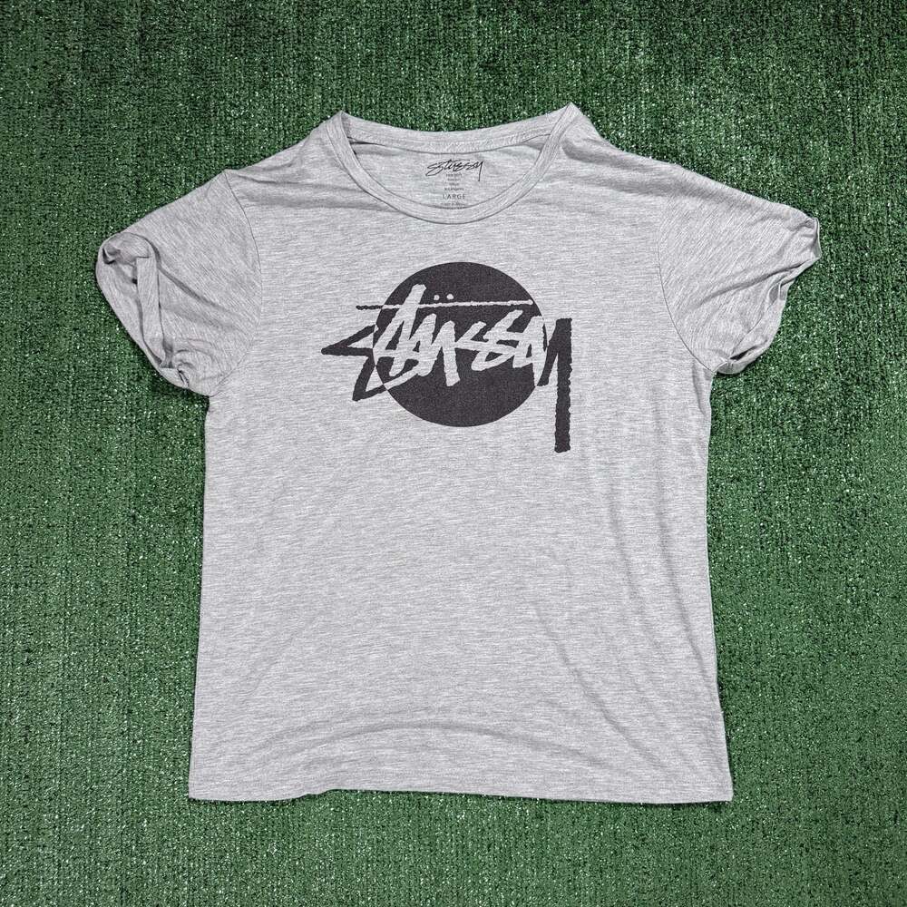 Women’s Stussy Gray Heather Circle Logo T-Shirt Size Large Streetwear